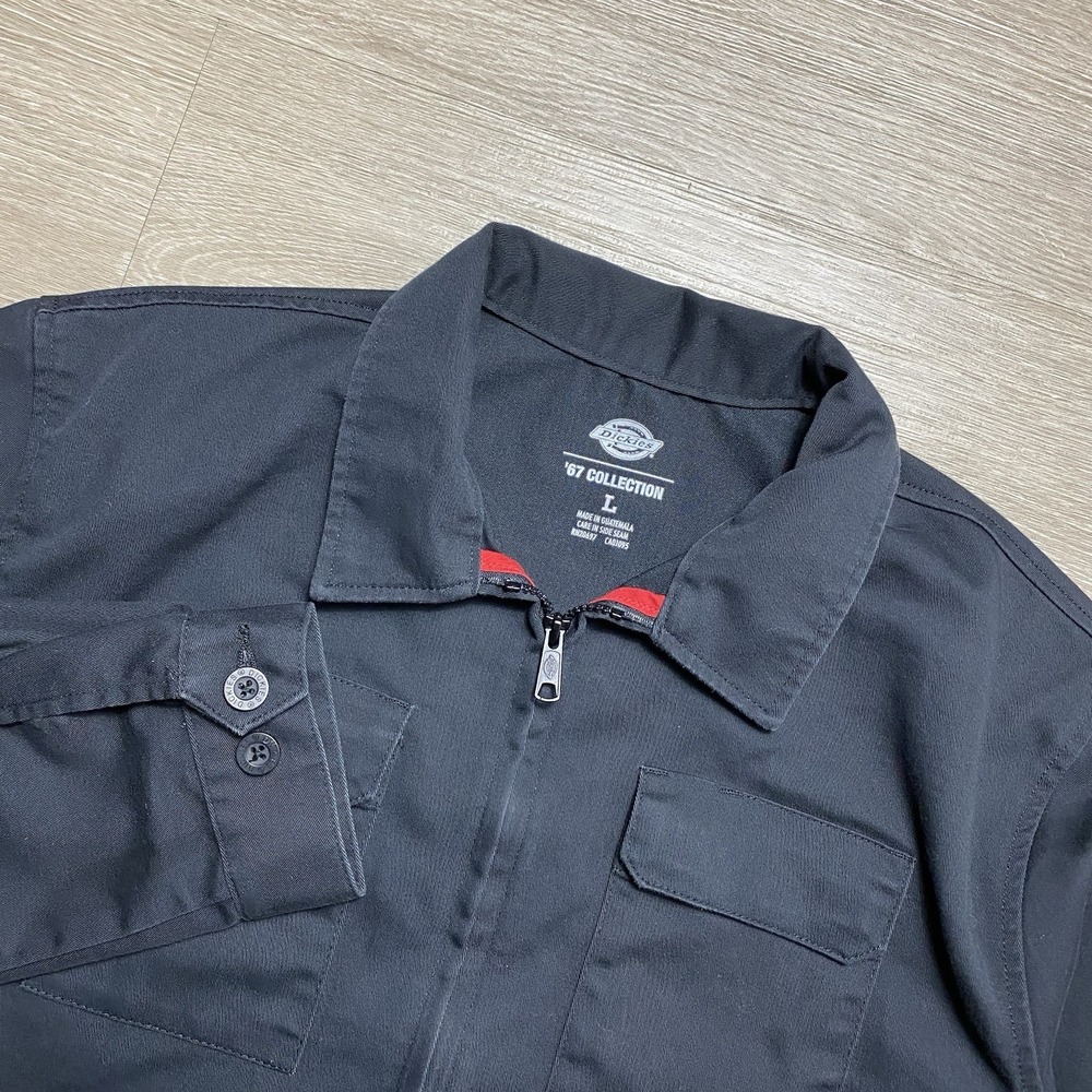 Dickies Eisenhower Work Jacket Men's L Black Full Zip Mechanic Retro Pockets